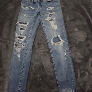 American Eagle Outfitters Ripped Blue Skinny Jeans